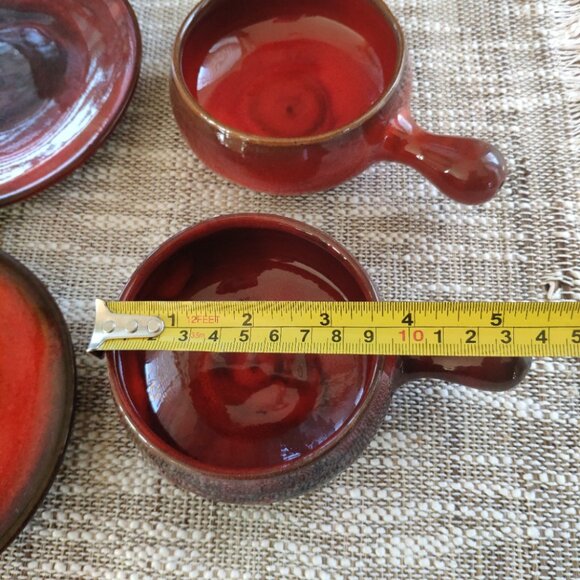 La Turbie France Bowls Plates Set of 8, VTG Studio Art Pottery Terracotta signed - Picture 10 of 14